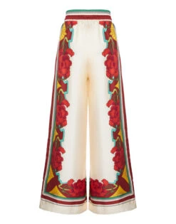 Palazzo Pants Taormina Placée Ivory In Twill Silk -Fashion Clothing TRO0026SIL006LRT01 WH04 5