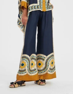 Palazzo Pants Mudejar Placée Blue In Silk Twill 9 Palazzo Pants Mudejar Placée Blue In Silk Twill -Fashion Clothing TRO0026SIL006MUD01 BU03 2