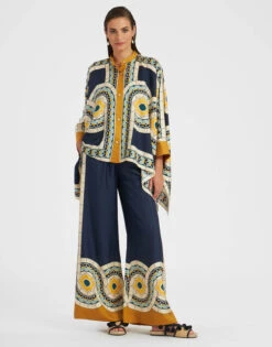 Palazzo Pants Mudejar Placée Blue In Silk Twill 10 Palazzo Pants Mudejar Placée Blue In Silk Twill -Fashion Clothing TRO0026SIL006MUD01 BU03 3