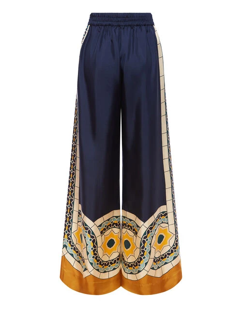Palazzo Pants Mudejar Placée Blue In Silk Twill 6 Palazzo Pants Mudejar Placée Blue In Silk Twill - Image 6