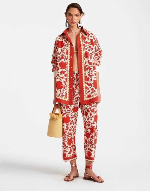 Drawstring Pants Dragonflower Mini Red In Summer Poplin 1 Drawstring Pants Dragonflower Mini Red In Summer Poplin