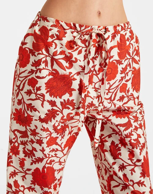 Drawstring Pants Dragonflower Mini Red In Summer Poplin 3 Drawstring Pants Dragonflower Mini Red In Summer Poplin - Image 3