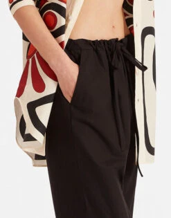 Drawstring Pants Solid Black In Crisp Poplin -Fashion Clothing TRO0053COT043SOLID BL01 3