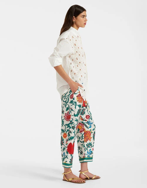 Drawstring Pants Dragonflower Multicolor In Silk Twill 3 Drawstring Pants Dragonflower Multicolor In Silk Twill - Image 3