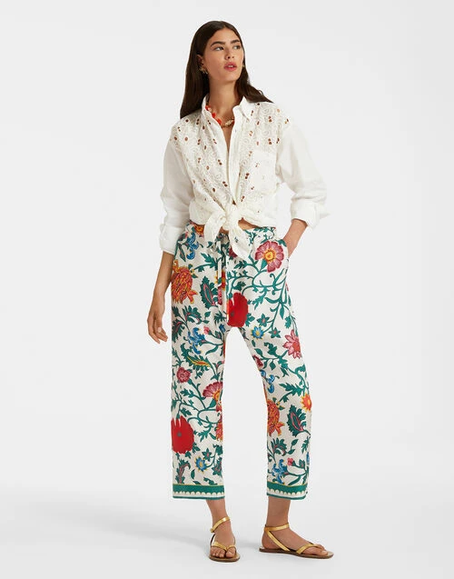 Drawstring Pants Dragonflower Multicolor In Silk Twill 4 Drawstring Pants Dragonflower Multicolor In Silk Twill - Image 4