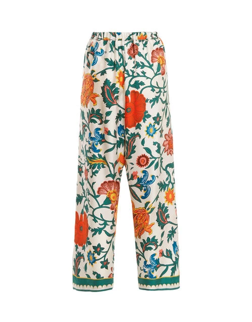 Drawstring Pants Dragonflower Multicolor In Silk Twill 7 Drawstring Pants Dragonflower Multicolor In Silk Twill - Image 7
