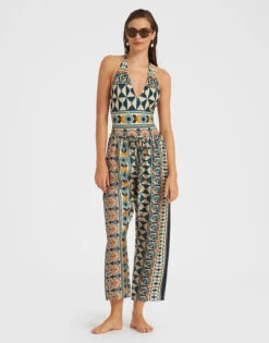 Drawstring Pants Casareale Small Placèe Cream In Silk Twill