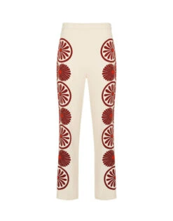 Stretch Pants Medallion Placée Cream In Envers Satin -Fashion Clothing TRO0054VIS011MED01 WH03 7