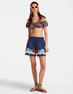 Pull-Up Shorts Whitsun Placée Blue In Cotton Poplin -Fashion Clothing TRO0060COT015FSK03 BU03 2