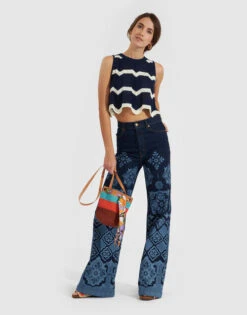 Flare Jeans Partenope Navy In Denim -Fashion Clothing TRO0096DEN002PRT02 BU06 6