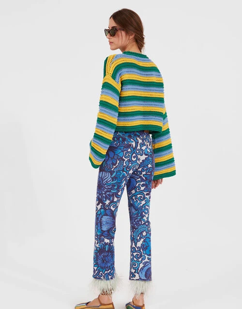 Fancy Crop Jeans (With Feathers) Anemone In Denim 2 Fancy Crop Jeans (With Feathers) Anemone In Denim - Image 2