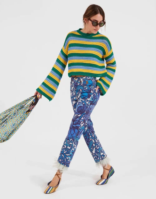 Fancy Crop Jeans (With Feathers) Anemone In Denim 3 Fancy Crop Jeans (With Feathers) Anemone In Denim - Image 3