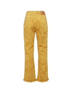Fancy Crop Jeans Sicomore Yellow In Laser-Printed Denim With Fringe -Fashion Clothing TRO0108DEN001SIC03 OR06 5