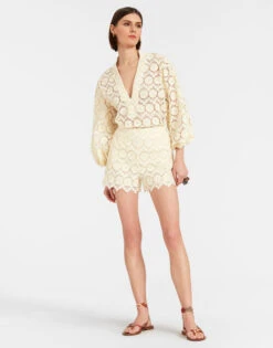 Margarita Shorts Evil Eye Ivory In Macrame