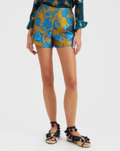 Margarita Shorts Hottie Turquoise In Jacquard -Fashion Clothing TRO0112JCQ073HOT02 BU08 2