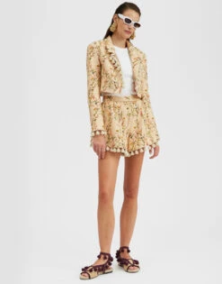 Playa Shorts Primavera Cream In Tweed With Tassels