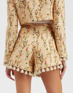 Playa Shorts Primavera Cream In Tweed With Tassels 9 Playa Shorts Primavera Cream In Tweed With Tassels -Fashion Clothing TRO0124COT051PRI01 WH03 2