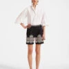 Boyfriend Shorts Medallion Placée Black In Shot Cotton
