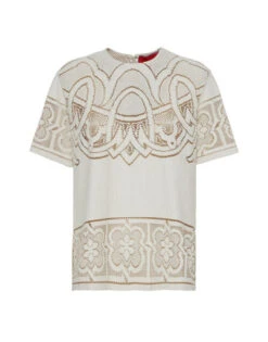Lacey House T-Shirt Solid White Smoke In Embroidered Cotton -Fashion Clothing TSH0035EMB006SOLID WH02 4