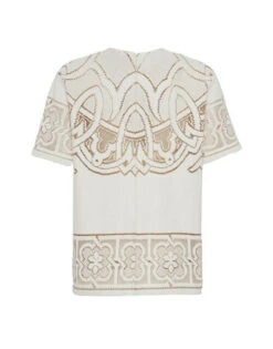 Lacey House T-Shirt Solid White Smoke In Embroidered Cotton -Fashion Clothing TSH0035EMB006SOLID WH02 5