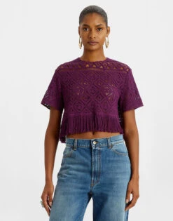 Lacey La Scala Tee Plaza Purple In Macramé -Fashion Clothing TSH0043JCQ080PLA03 PU01 2