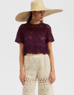 Lacey La Scala Tee Plaza Purple In Macramé -Fashion Clothing TSH0043JCQ080PLA03 PU01 4
