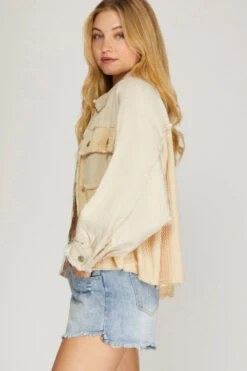 Textured Washed Jacket -Fashion Clothing Textured Washed Jacket NATURAL 2 00332.1710517798