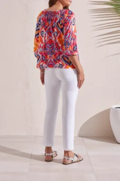 Tribal 3/4 Sleeve Peasant Top -Fashion Clothing Tribal 3 4 Sleeve Peasant Top POPPYRED 3 17617.1712760277