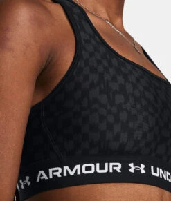 Under Armour UA® Mid Crossback Printed Sports Bra -Fashion Clothing UA Mid Crossback Printed Sports Bra BLACK 4 58058.1710522357