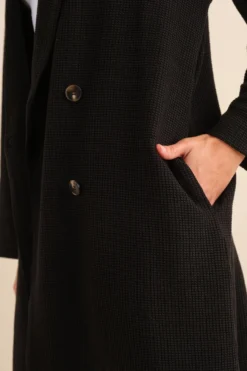 Cozy Co Waffle Knit Long Cardigan -Fashion Clothing Waffle Knit Long Cardigan BLACK 4 29337.1710524605