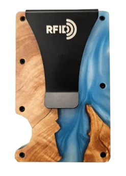 Wooden Element RFID Wallet - Light Blue