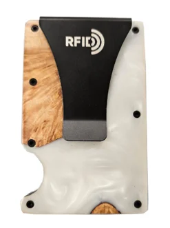 Wooden Element RFID Wallet - Pearl White